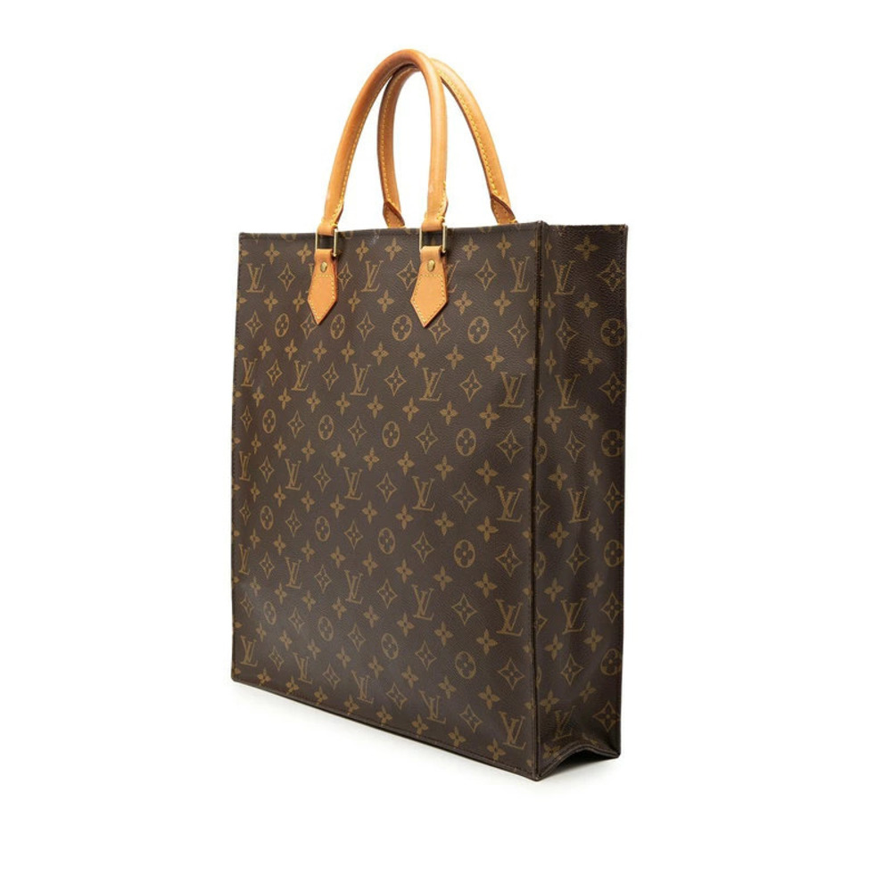 Louis Vuitton Monogram Tote Plat Handbag Leather Bag Sac Brown